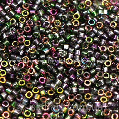 Бисер DB-2205 Miyuki Delica Beads 11/0 (металлик зеленый с "бензиновым" переливом)